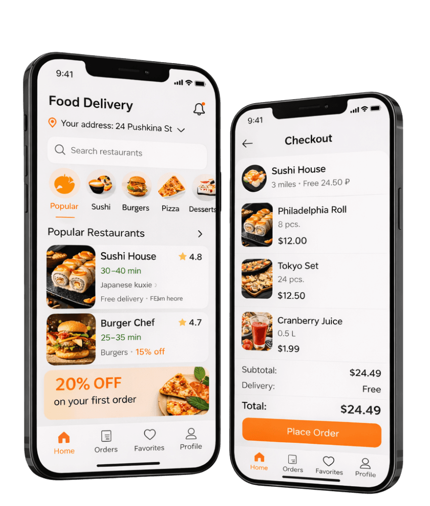 Food Delivery Platform mobile app case study preview for restaurant app